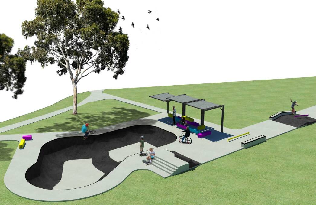 CONCEPT: The artist's impression of the skate park design. The design is now up for public feedback online. Picture: Enlocus