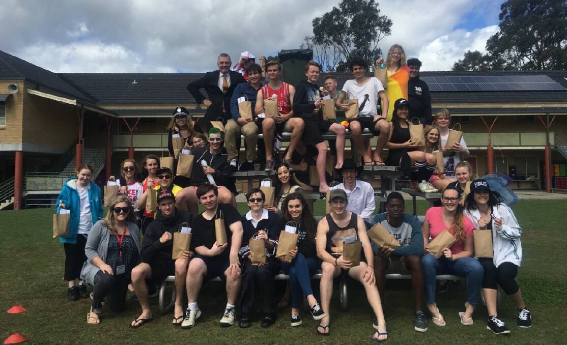 PREPARING: Year 12 students at Maitland Christian High School were among those who received HSC survival kits from youth worker Tessa Staines. Pictures: Alysha Garrett