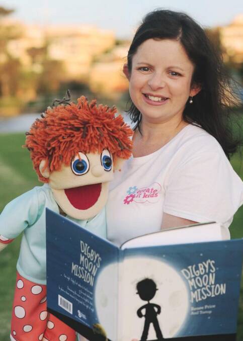 FUN: Children's author Renee Price brought her character, Digby Fixit, to life. The two will be at the library for a show in the holidays. Picture: ALEX JACK PHOTOGRAPHY.