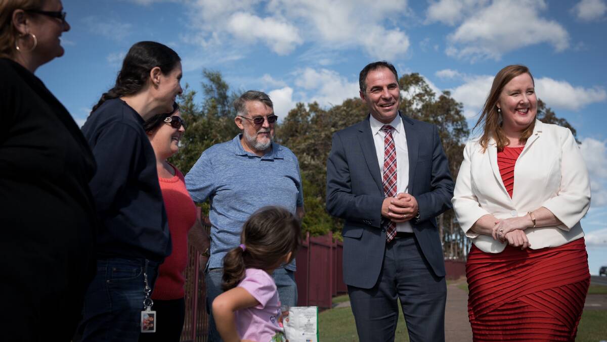 REGIONAL: Labor's spokesperson for education Jihad Dib and Maitland MP Jenny Aitchison meet members of the P&C at Rutherford Public. Picture: Perry Duffin