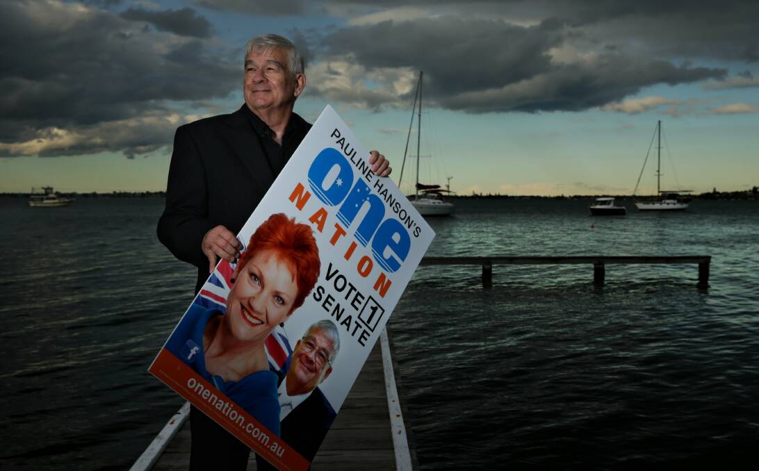 Protest: The Hunter region's likely One Nation Senator Brian Burston at his Lake Macquarie home. The "demonising" of Pauline Hanson disrespected the thousands who voted for her party, he said. Picture: Simone De Peak.    