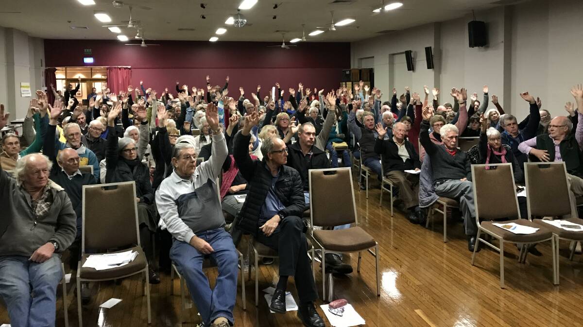 Support: Gloucester residents at a "call to arms" meeting in July that overwhelmingly rejected the Rocky Hill Coal Mine near the town.