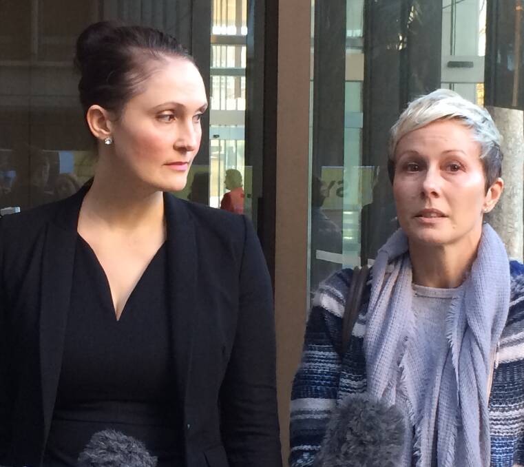 Concerns: Pelvic mesh victim Jo Manion (right) with Shine Lawyers solicitor Rebecca Jancauskas outside a Federal Court hearing in Sydney on the first day of a marathon pelvic mesh class action by more than 700 Australian women.  