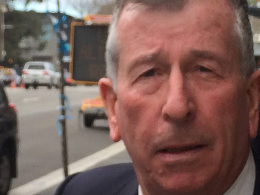 Charged: Former St Pius X, Adamstown teacher Ted Hall outside Newcastle Courthouse after he was charged with child sex offences against four former students in the 1980s.