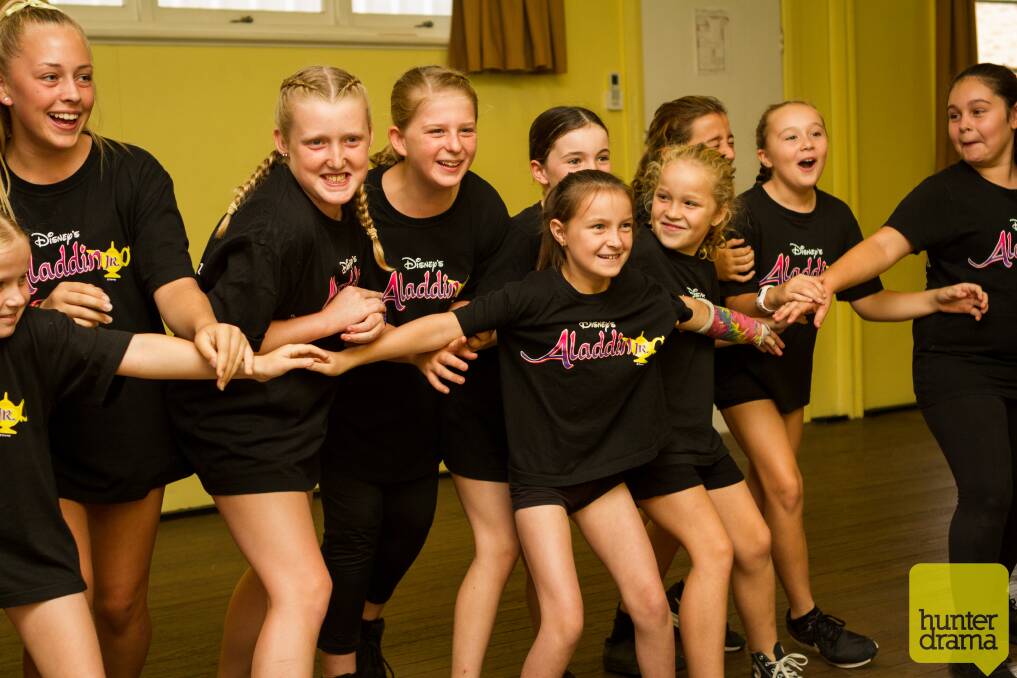 LOTS OF LAUGHS: Children rehearsing for the Singleton production of Aladdin Jr. Picture: Jo Roberts