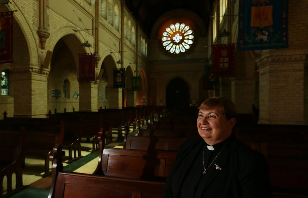The Very Reverend Katherine Bowyer in Christ Church Cathedral, her new workplace. Picture: Simone De Peak
