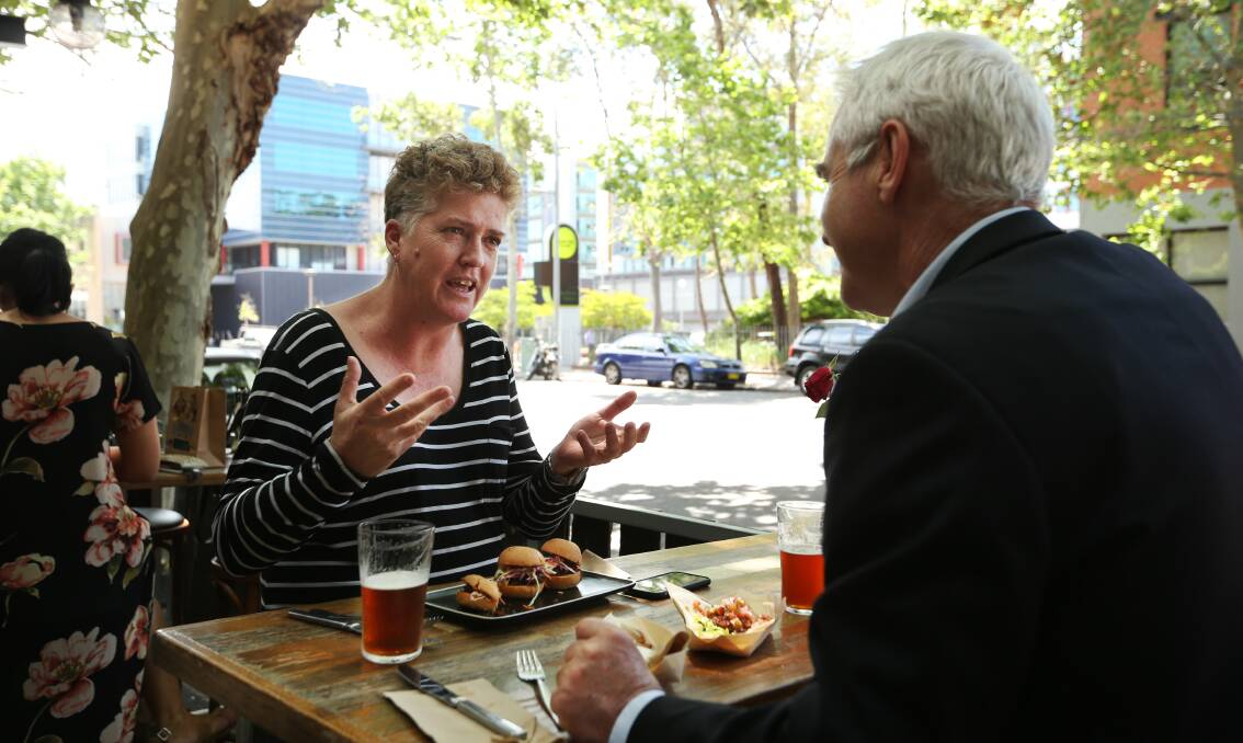 LONG-DISTANCE VOYAGER: Civic Theatre manager Vanessa Hutchins talks with Scott Bevan over lunch at the Happy Wombat. 