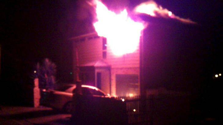 Inferno: Katie Foreman's home on fire. Photo: Supplied