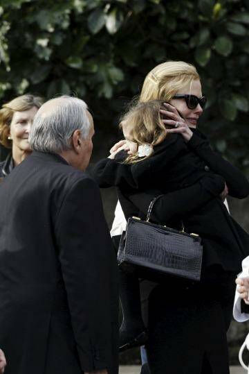 Nicole Kidman (far left) at her father Antony's funeral. Photo: James Brickwood