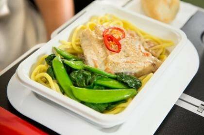 Barramundi poached in spiced coconut sauce with noodles – one the new Qantas economy class meals.  Photo: Supplied