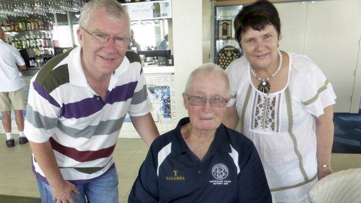 Grateful siblings: Near drowning victims Gary Beggs (left), Les Hawkins (centre) and sister Judith Beggs at Bondi Icebergs.