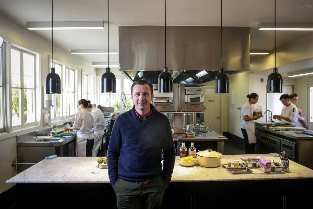 Dan Hunter in the kitchen of his restaurant Brae restaurant in Birregurra. Photo: Eddie Jim