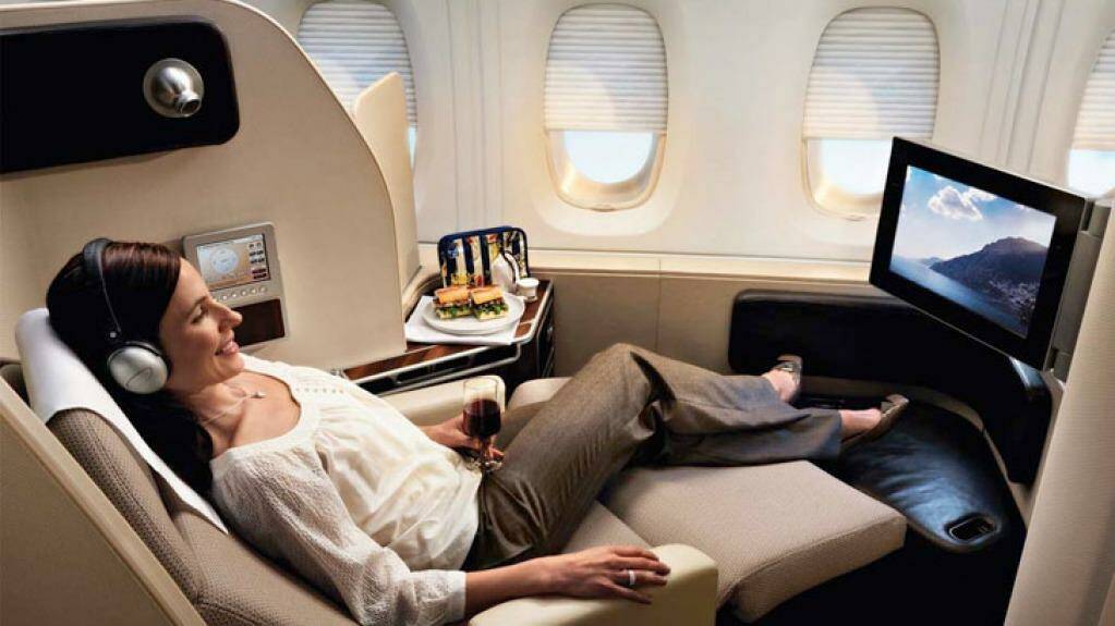Fine dining: Qantas first class. Photo: Supplied