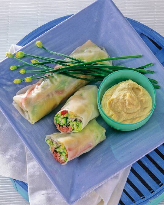 Fresh spring rolls with lamb and garlic chives <a href="http://www.goodfood.com.au/good-food/cook/recipe/fresh-spring-rolls-with-lamb-and-garlic-chives-20131101-2wr6h.html"><b>(recipe here).</b></a>