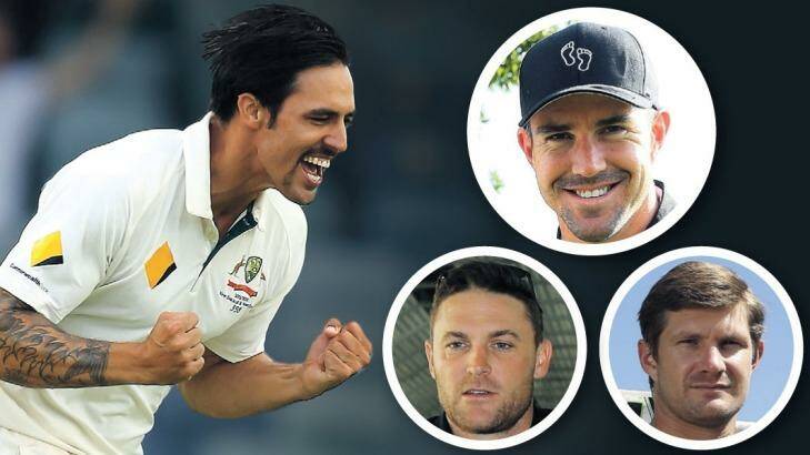 Big Bash headliners include (clockwise from left) Mitchell Johnson, Kevin Petersen, Shane Watson and Brendan McCullum. Photo: Image: Mark Buggy