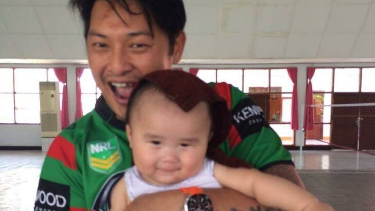Andrew Chan with his nephew Kai at Kerobokan prison in Bali. Photo: Supplied