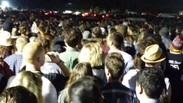 Part of the three-hour bus queue taken by a festival-goer. Photo: BrigFee/Twitter @boo_indeed