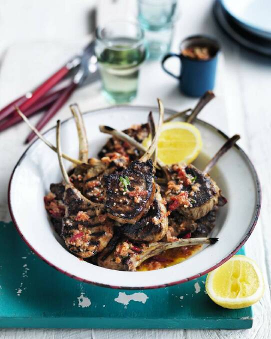 Neil Perry's easy barbecued lamb cutlets <a href="http://www.goodfood.com.au/good-food/cook/recipe/barbecued-lamb-cutlets-with-tomato-almond-and-chilli-salsa-20140219-330gy.html"><b>(recipe here).</b></a> Photo: William Meppem