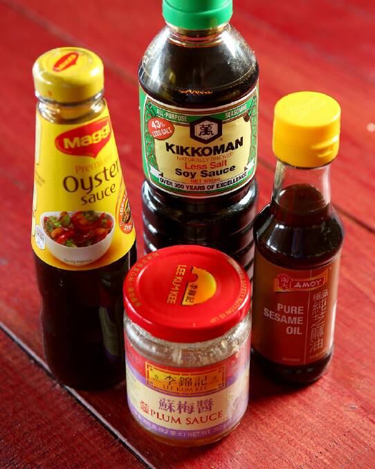 Russell-Clarke had Chinese foster parents when growing up - so Asian condiments have a permanent place in his pantry.