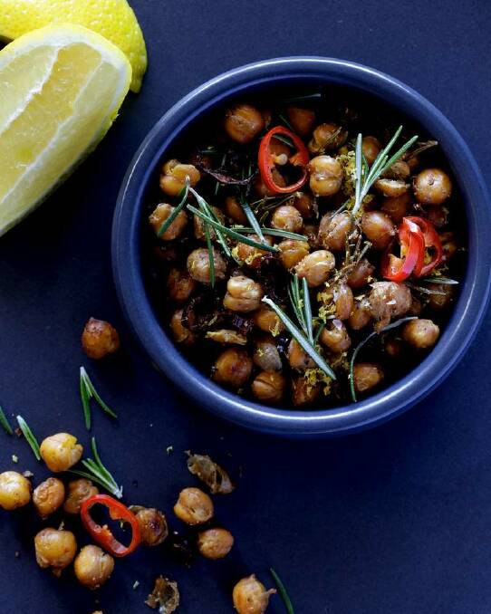 Jill Dupleix's oven-roasted spicy chickpeas
<a href="http://www.goodfood.com.au/good-food/cook/recipe/ovenroasted-spicy-chickpeas-20141021-3iife.html"><b>(RECIPE HERE).</b></a> Photo: Edwina Pickles