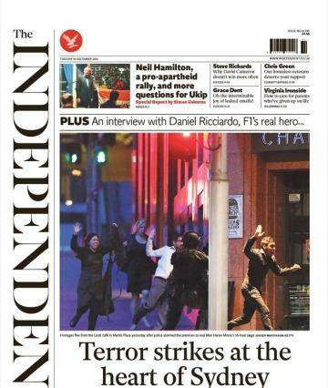 The siege in the UK's Independent. Photo: Independent