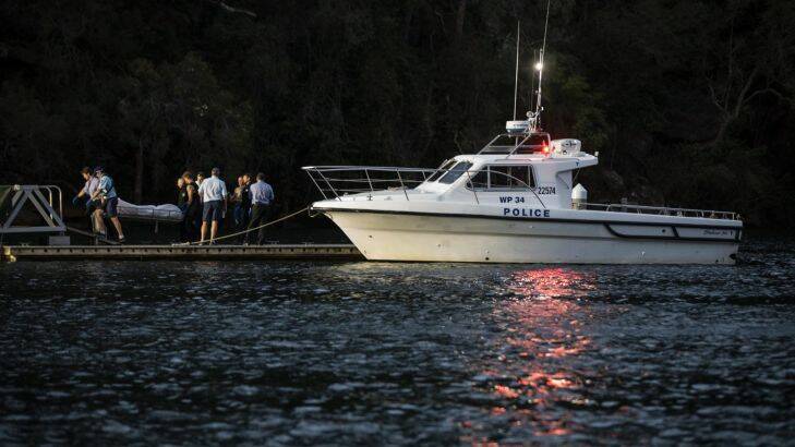 Police divers have recovered the last three bodies from the Sea Plane crash site, they are being transfered to land at Apple Tree Boat Ramp, Ku-Ring-Gai Chase National Park. The Sea plane crashed at around 3:15 in Jerusalem Bay, killing all six people on board on 31 December 2017.  Photo: Jessica Hromas