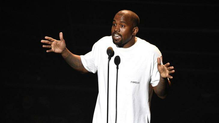 Kanye West delivered a seven-minute smack down of white privilege and a peace offering to Taylor Swift while on stage at the MTV Video Music Awards at Madison Square Garden. Photo: CHRIS PIZZELLO