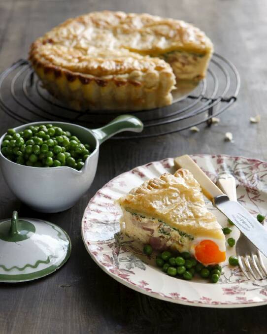 Egg and bacon pie is perfect for a picnic <a href="http://www.goodfood.com.au/good-food/cook/recipe/egg-and-bacon-pie-with-peas-20121123-29uij.html"><b>(RECIPE HERE).</b></a> Photo: Marina Oliphant