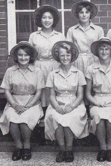 Helen Best (front row, third from left), who was part of a guard of honour when the bridge opened.