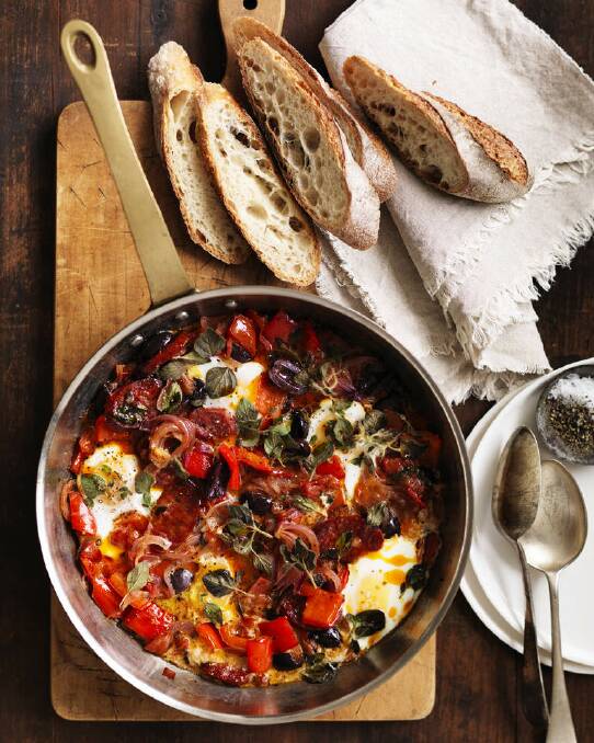Neil Perry's comforting "Sunday night eggs" <a href="http://www.goodfood.com.au/good-food/cook/recipe/sunday-night-eggs-20130311-2fv2g.html"><b>(RECIPE HERE).</b></a> Photo: William Meppem