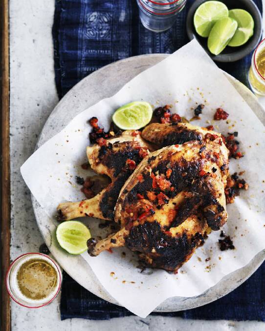 Neil Perry's barbecued spicy chicken <a href="http://www.goodfood.com.au/good-food/cook/recipe/barbecued-spicy-chicken-20120501-29tzk.html"><b>(RECIPE HERE).</b></a> Photo: William Meppem