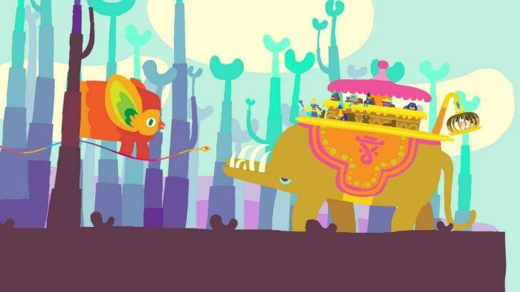 Making an introduction in one of <i>Hohokum</i>'s more bizarre scenarios (and that's saying something).