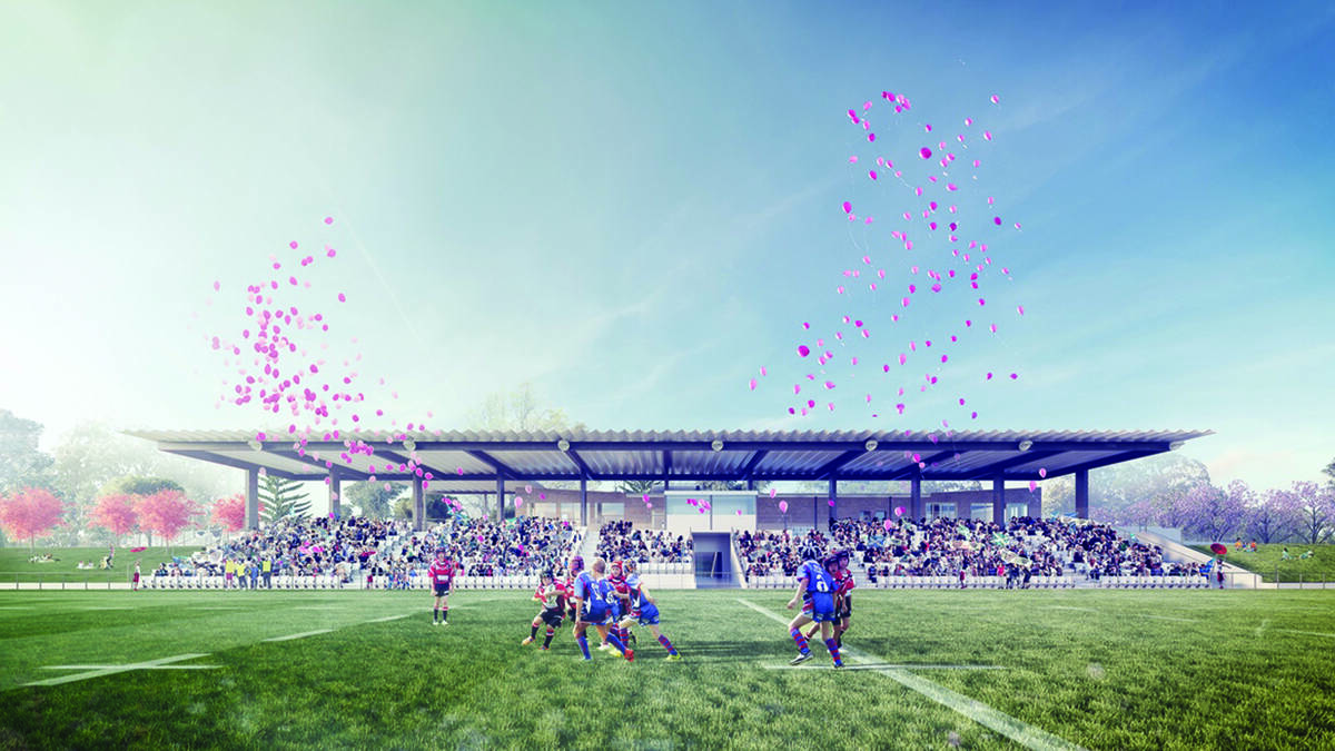 An artist's impression of the new grandstand at No.1 Sportsground.