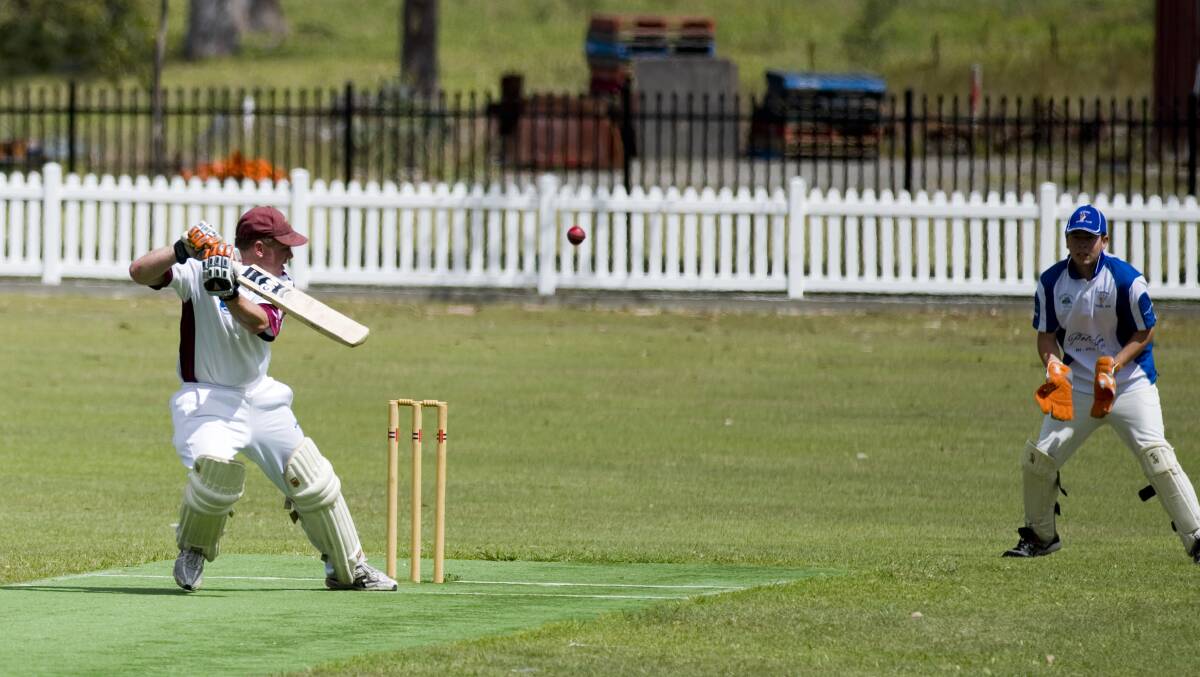 Paterson opener Andrew Bashford guides the ball past the wicketkeeper during his 204-run opening stand with skipper Brady Rumbel against Paterson on Saturday.
