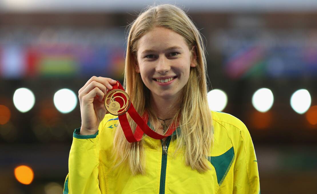 Eleanor Patterson with her gold medal won in the women’s high jump at the Glasgow Commonwealth Games last year.  