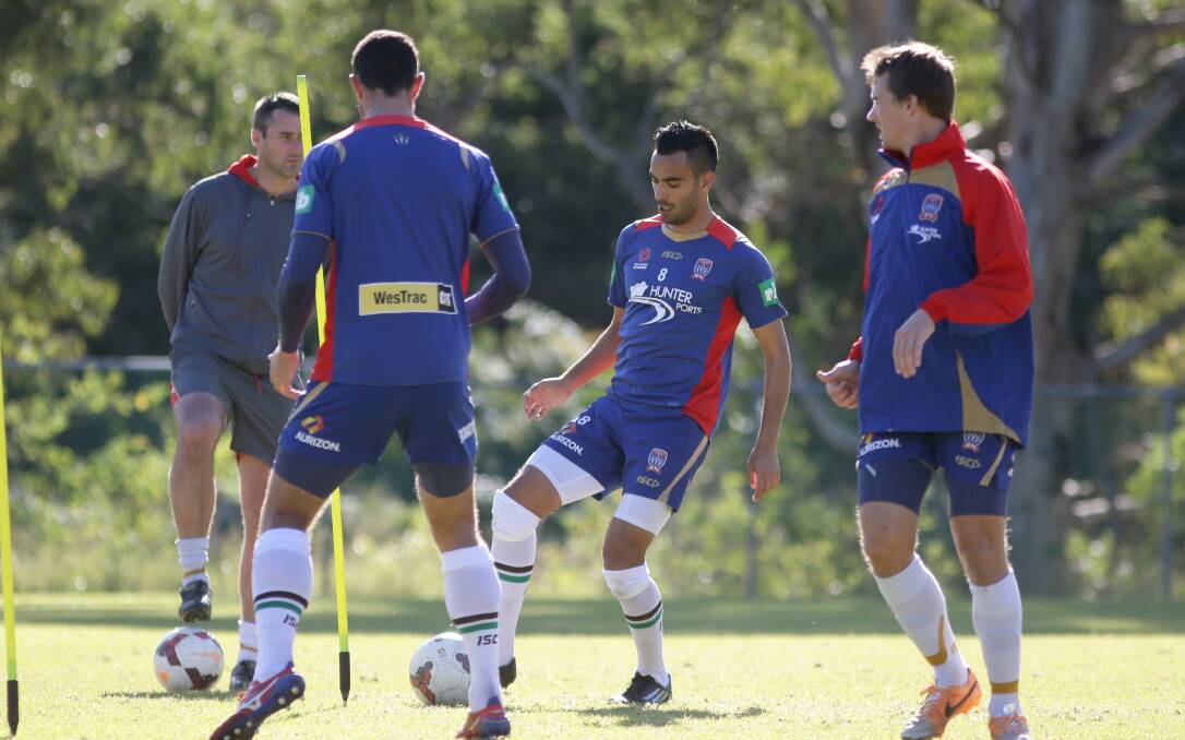 The Newcastle Jets play their youth side in a trial match at Weston on Wednesday night.