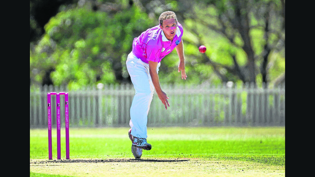 IMPORTANT GAME:  Thornton’s Elliott Thompson in action during last weekend’s Pink Ribbon round. Thornton is chasing 288 runs for victory against Kurri Weston.	Picture by MARINA NEIL