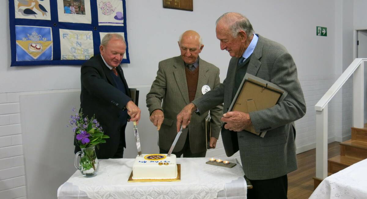 CELEBRATIONS: Ric Fry, Doug Tilse and Andy Percival celebrate 50 years with Rotary.