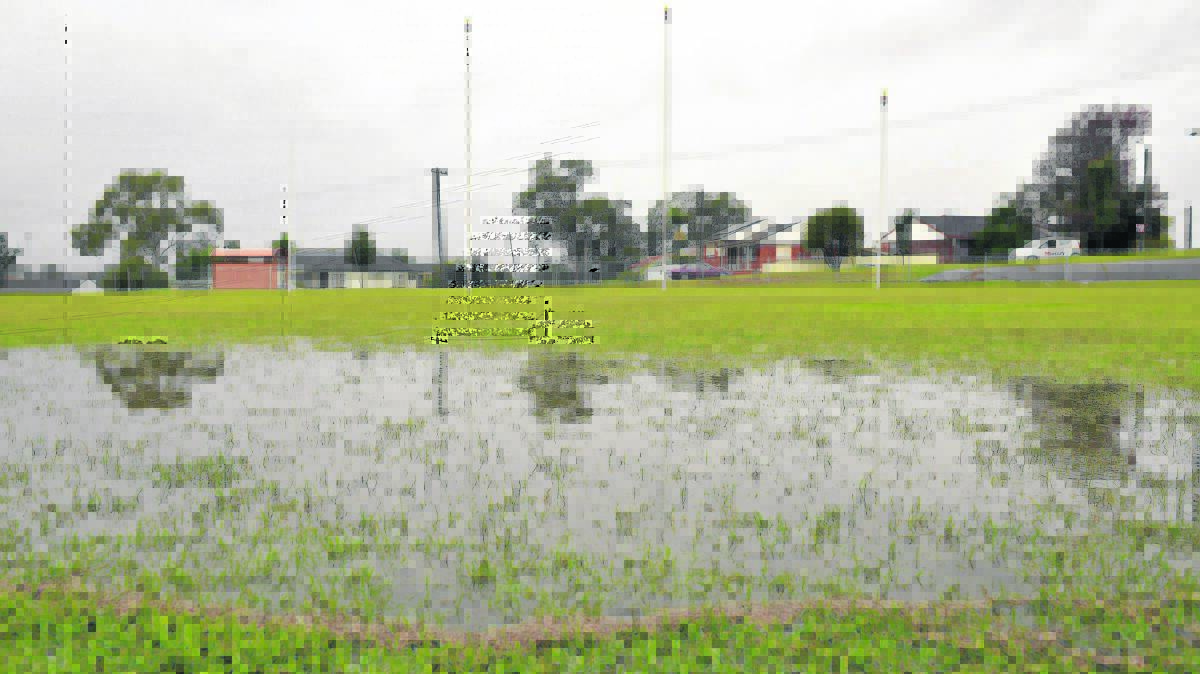 The Maitland Saints’ homeground Max McMahon Oval resembled a lake rather than a sporting field.