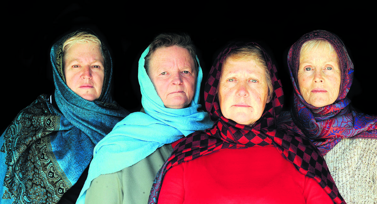 Jan McDonald, Marg Edwards, Marg Wallin and Helen Dunlop are wearing hijabs in solidarity for Muslim women.