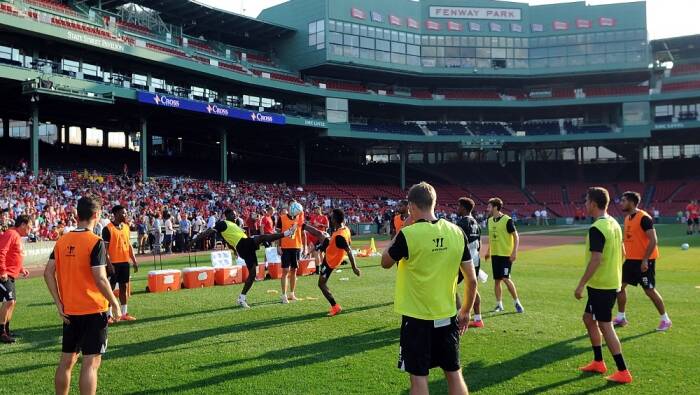Two sporting legends meet - Fenway Park and Liverpool Football Club.