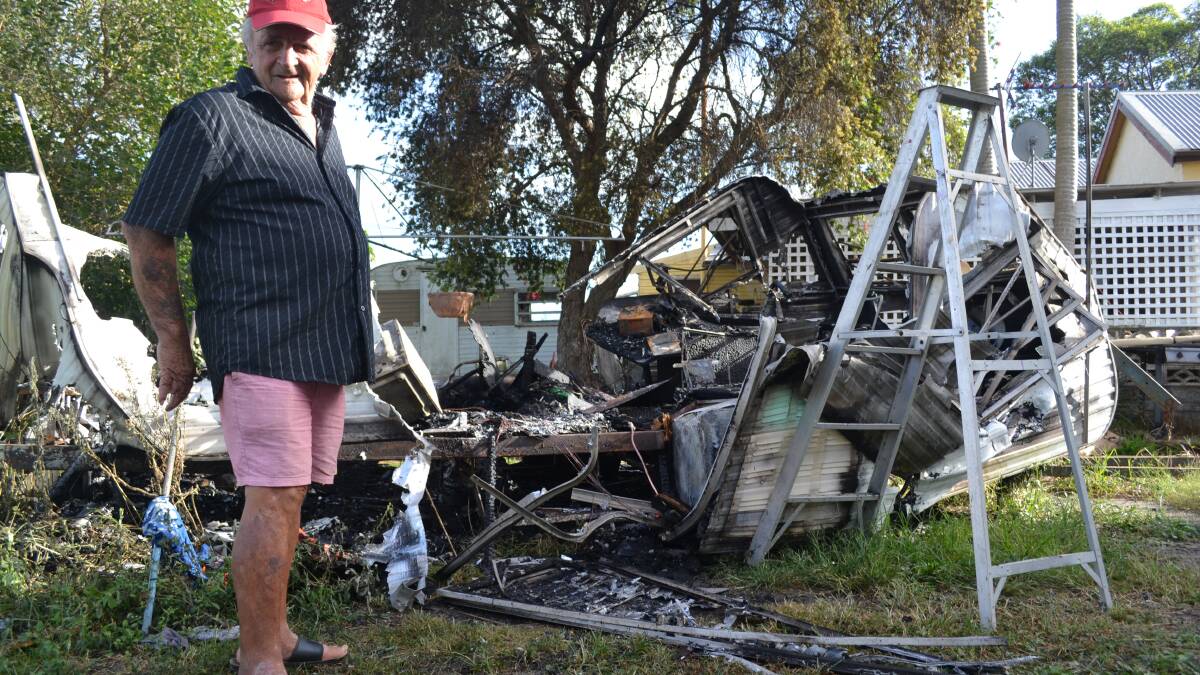 Bill Atmore's caravan caught alight late on March 16. PHOTOS: Jessica Brown