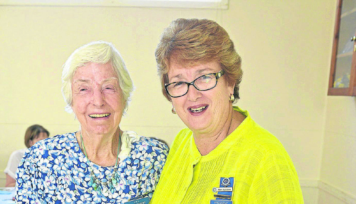 CELEBRATION:  Club president Kay Teterin (right) with Dorothy Pryor, who has been a CWA member of the club for 57 years. 	