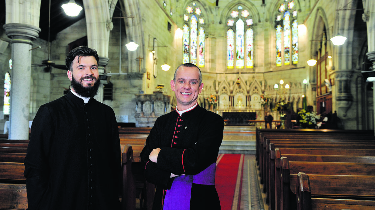 FRESH MODEL:  An expanding East Maitland congregation has embraced Deacon Will Johnston and Archdeacon of Maitland Father David Battrick efforts at St Peter’s church.	Picture by CATH BOWEN 