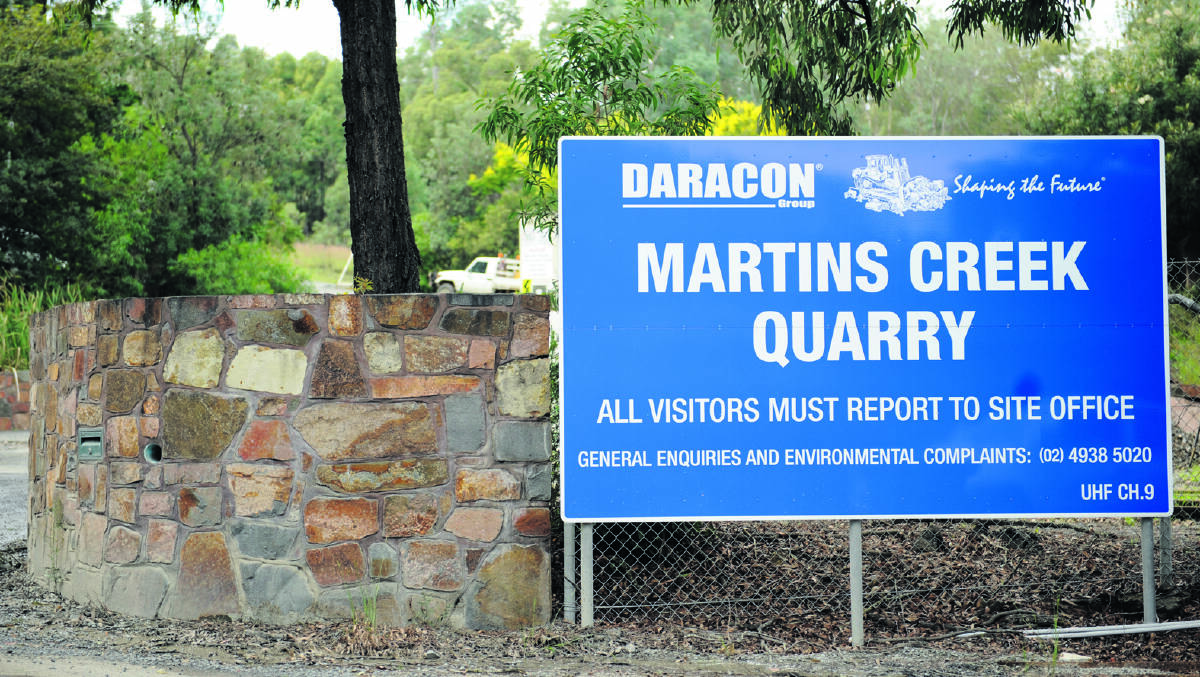 APPLICATION CRITERIA: The state government has sent criteria to Daracon for the company to make an application to increase activity at Martins Creek Quarry.