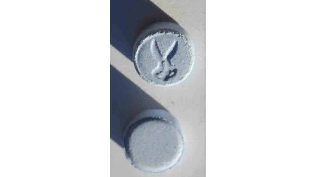 BLUE SCISSORS: The drug - also commonly referred to as tripstasy because it has the effects of ecstasy and LSD - gets its name from the insignia stamped across the blue pill. 