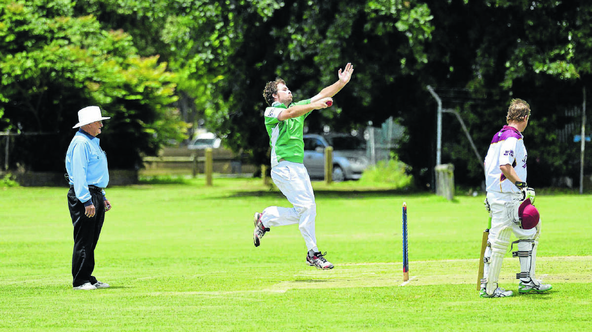 BIG WIN:  Raworth A-Grade bowler David Hakes sends one down to his Dungog opponent.  	Picture by STUART SCOTT