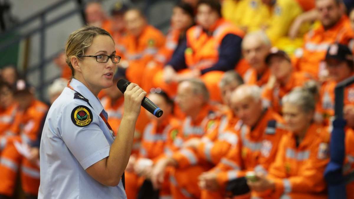 URGED TO STAY: Hunter Region SES controller Amanda Williamson briefs volunteers in May following the April super storm.