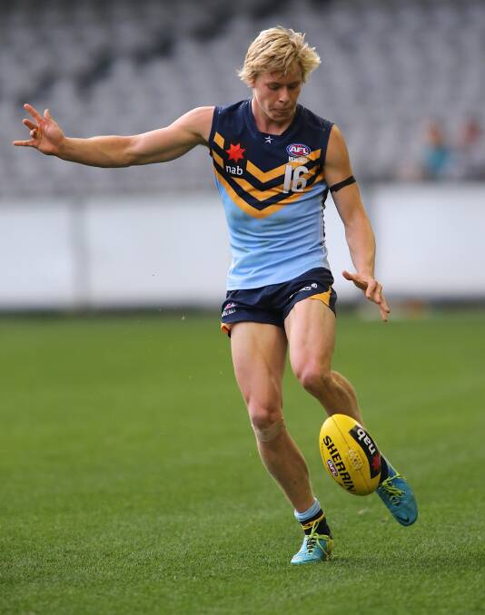 MAITLAND’S FIRST AFL STAR:  Isaac Heeney in action for the under 18s NSW/ACT side at Etihad Stadium.