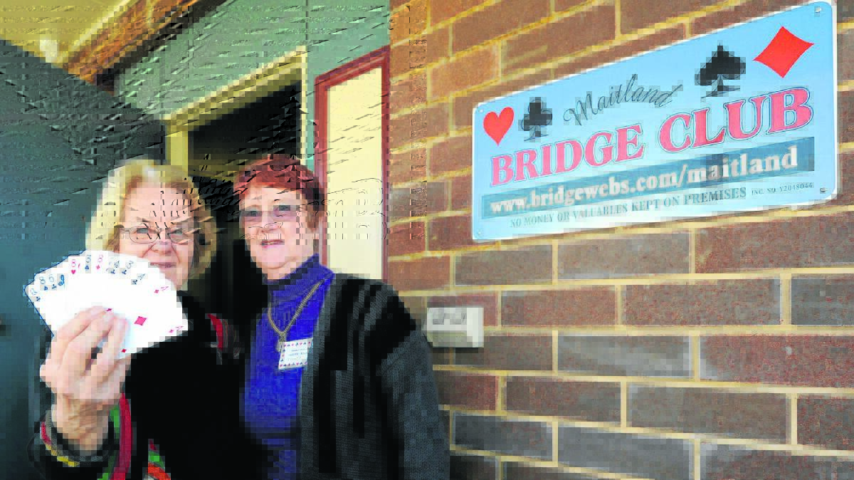 BRIDGE LOVERS:  Margaret Holt, of Black Hill, and Judith Moore, of East Maitland.  